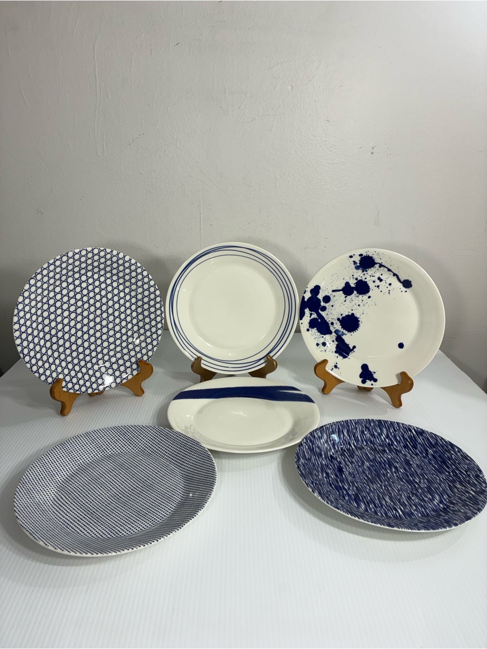 Royal Doulton Blue and White Patterned Dessert Plates 9”